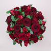 Bouquet with red roses and tulips, flower delivery in Vilnius Beatričės Gėlių Namai