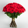 Bouquet with bright red roses, flower delivery in Vilnius Beatričės Gėlių Namai