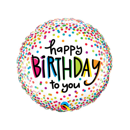 Воздушный фольгированный шар "Happy Birthday Dots" (46 см)