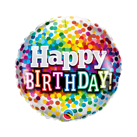 Folinis balionas "Birthday Rainbow Confetti"