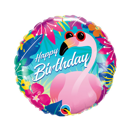 Фольгированный шар "Birthday Tropical Flamingo" (46 см)
