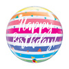 Skaidrus bubble balionas "Birthday Bright Rainbow Stripes"