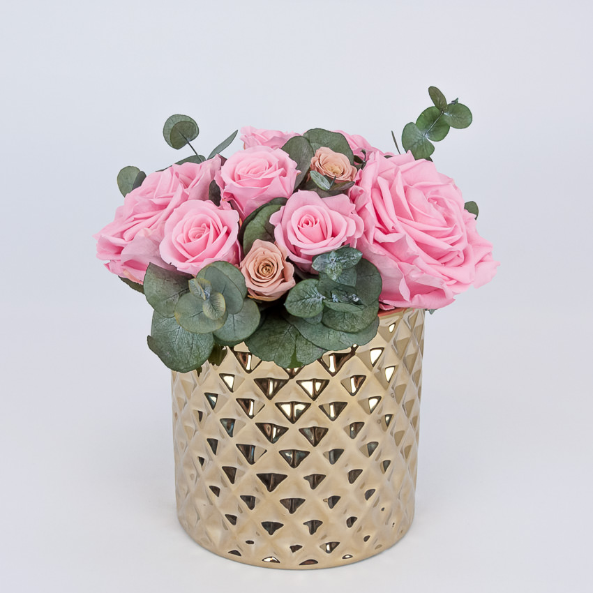 Preserved floral arrangement Pink & Gold - Image 3