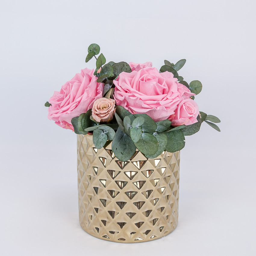 Preserved floral arrangement Pink & Gold - Image 2