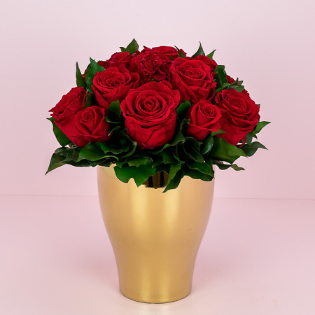 Preserved floral arrangement Golden Red II