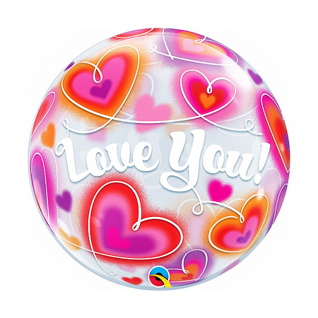 Воздушный шар Bubble "Love You Doodle Hearts"