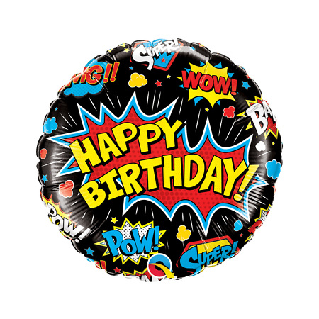 Birthday Super Hero Black Helium Balloon